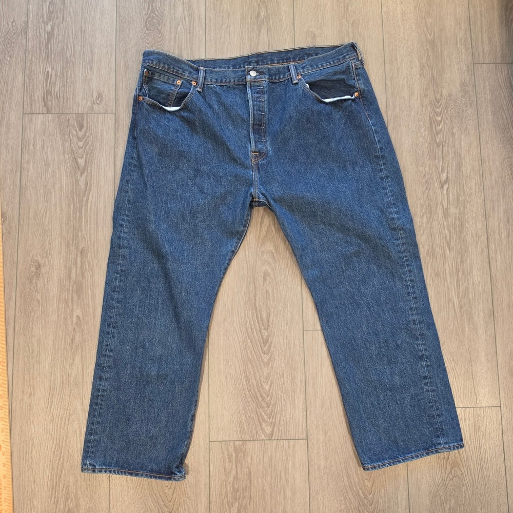 Levis 501 Original Fit Mens Dark Wash Straight Leg Button‎ Fly Jeans 44x29